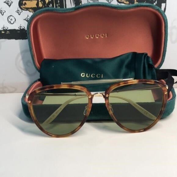 New ✨ Authentic Gucci GG0672S 003 Havana Aviator Sunglasses ✨ - Picture 11 of 11